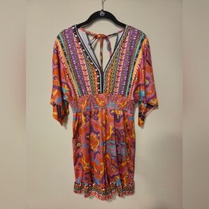 Colorful Bohemian V-neck Romper Size Large